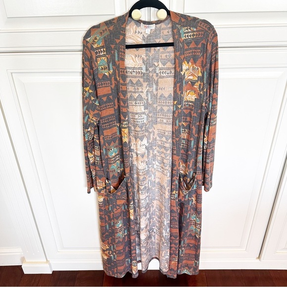 Lularoe Women’s XL Festival Long Arizona Native Aztec Print Duster Open Cardigan - Picture 6 of 7